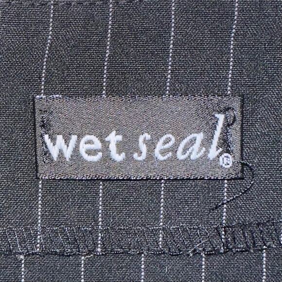 SOLD 💕Vintage Y2K Brat Wet Seal Pinstripe Lace Micro Mini Skirt Size Small - Picture 2 of 8